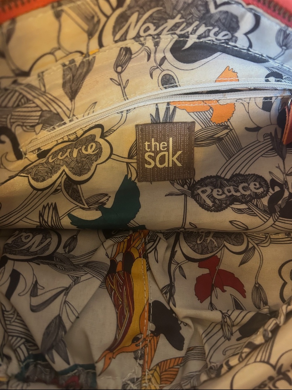 The Sak Orange Pebbled Leather Tote Shoulder Bag - Picture 4 of 8